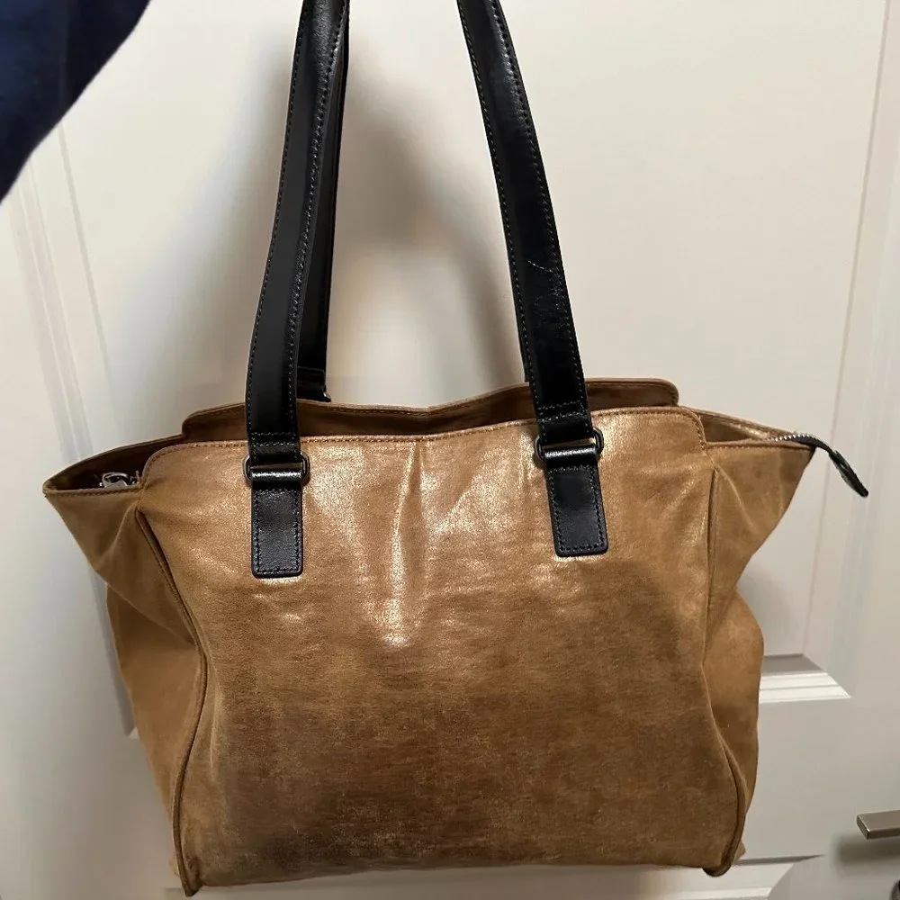 Kipling large bag in shiny brown, leather straps - Picture 2 of 5